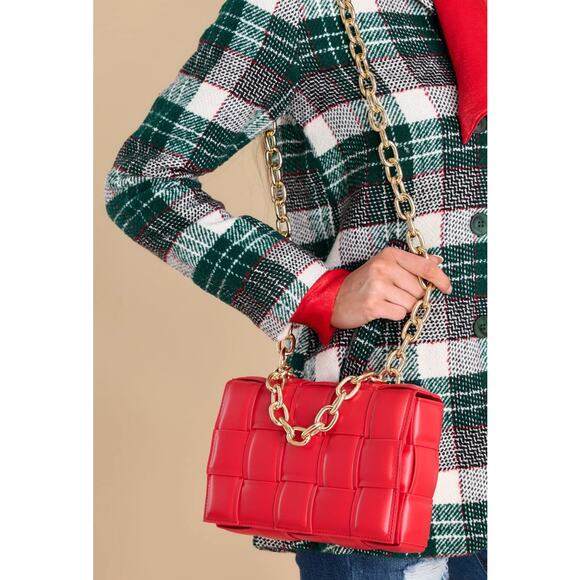 Glamorous Fancy Women Quilt MY ONE AND ONLY RED CHAIN BAG - Picture 4 of 14